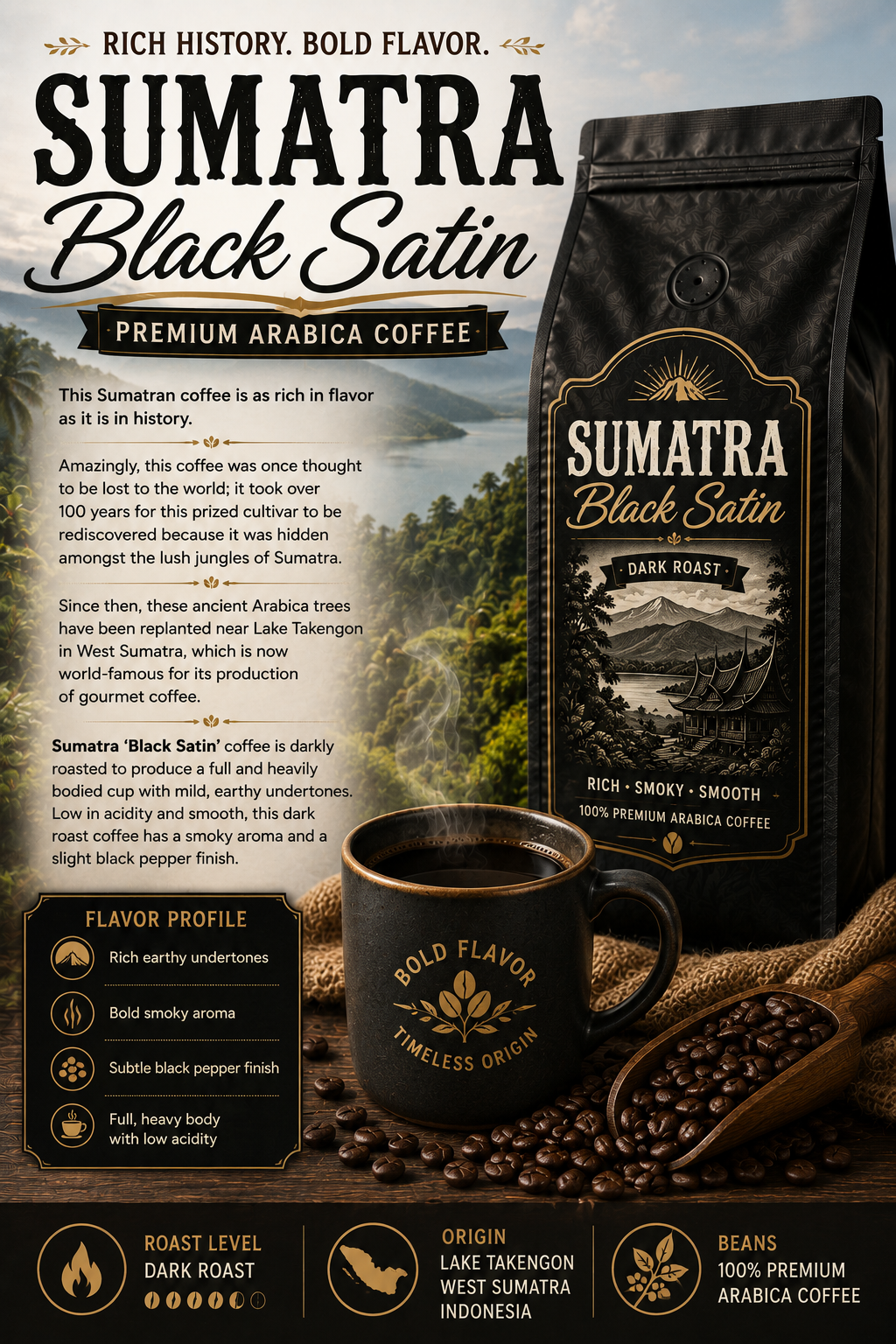 Sumatra Black Satin