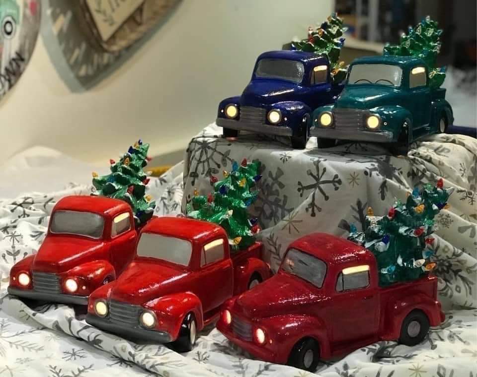 Ceramic Vintage Light up Truck