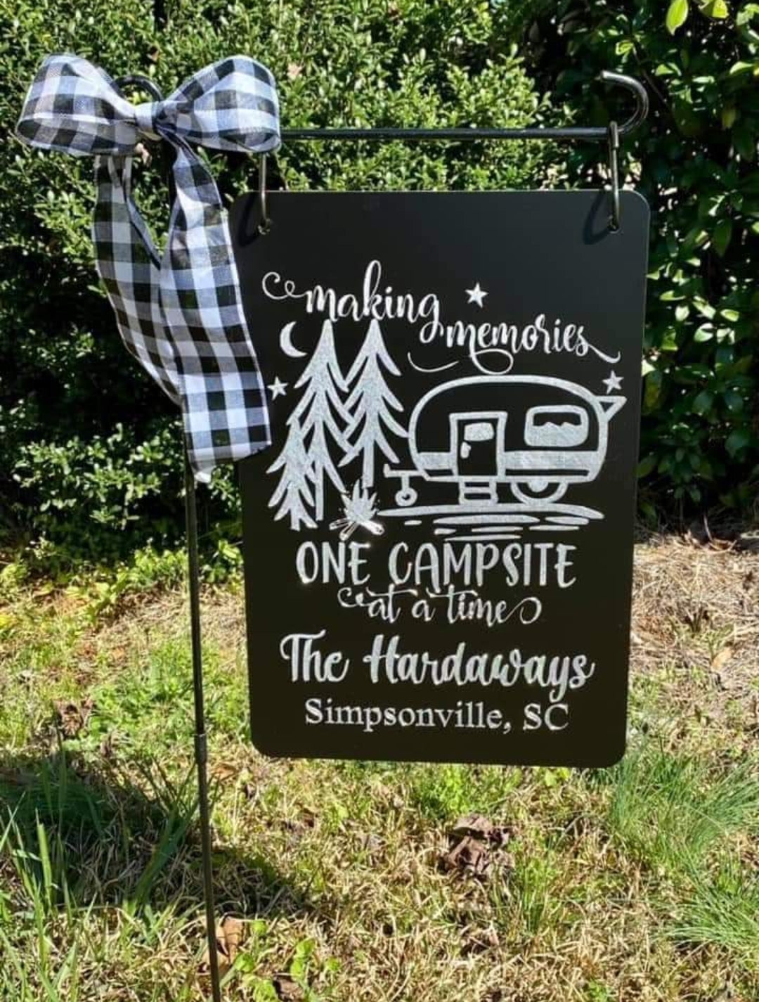 Engraved Two Sided Aluminum Garden Flag or Wall Sign.