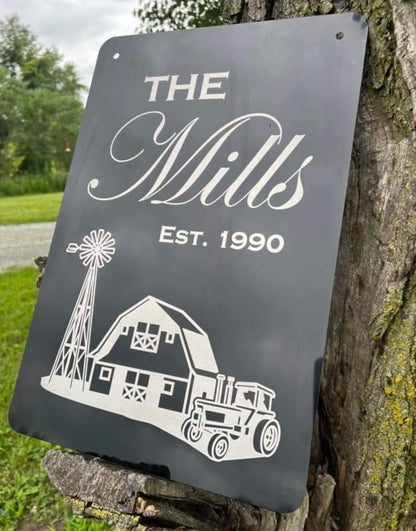 Engraved Two Sided Aluminum Garden Flag or Wall Sign.