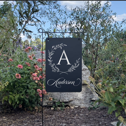 Engraved Two Sided Aluminum Garden Flag or Wall Sign.
