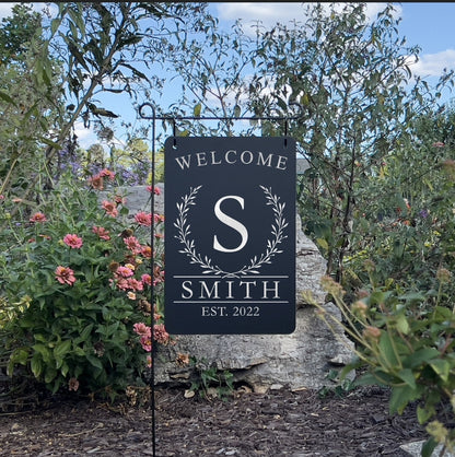 Engraved Two Sided Aluminum Garden Flag or Wall Sign.