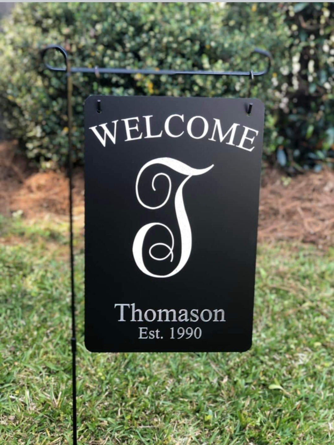 Engraved Two Sided Aluminum Garden Flag or Wall Sign.