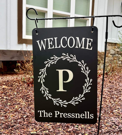 Engraved Two Sided Aluminum Garden Flag or Wall Sign.